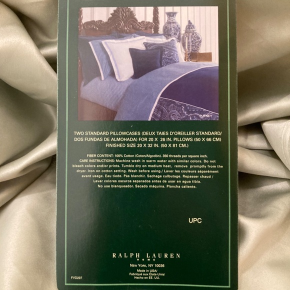 Ralph Lauren Set of Two Premium Standard Pillowcases Supima Cotton NEVER USED - Picture 5 of 14